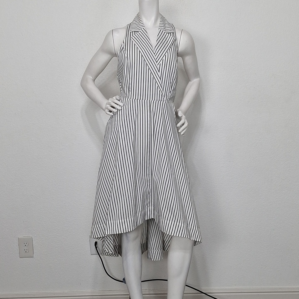 Marled NEW Black White Preppy Sleeveless Asymmetrical High Low Shirt Dress Sz M